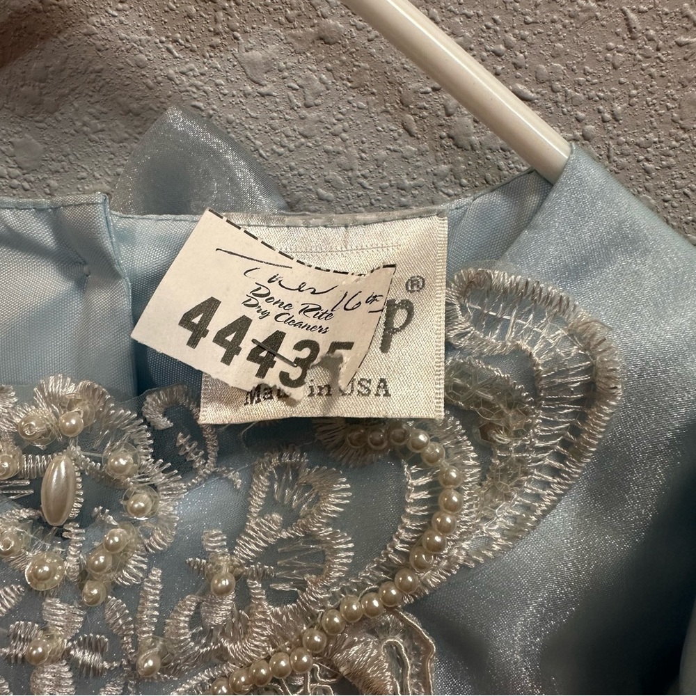 Tip Top Blue Beaded Lace Vintage Pageant Party Dress Size 4 or 5 - Picture 5 of 9